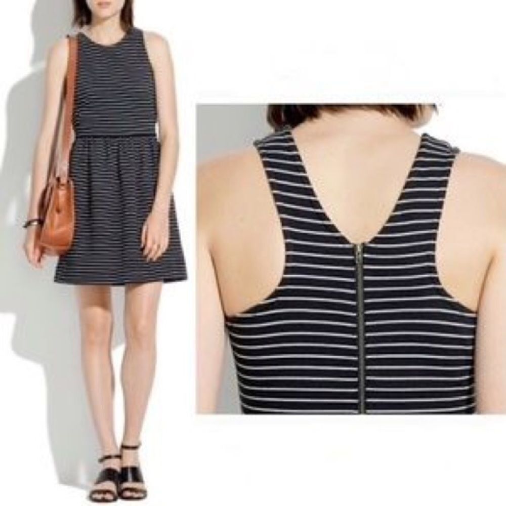 Madewell Pierside Fit & Flare Jersey Stripe Dress